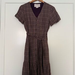 Gal meets Glam Plaid Button-Down Dress